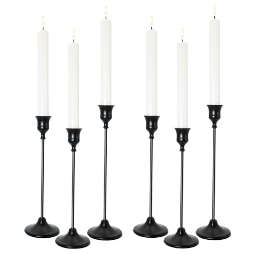 Candlestick Holders, Black Metal Taper Candle Holder, Vintage Candle Holders for Pillar Candles, Table Mantel Wedding Festive Decor Party Party Decor Christmas Decorations, Set of 6 - color: Black, size: 6PCS