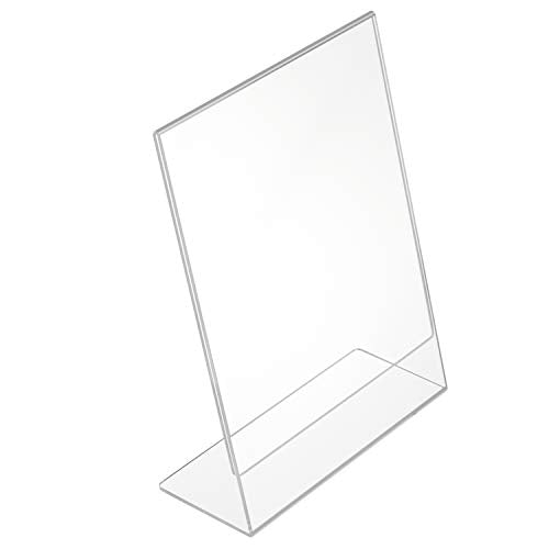 NIUBEE 6Pack Slant Back Acrylic Sign Holder 5x7 inches, Clear Vertical Picture Frames Frames, Desktop Flyer Holder Document Holder Paper Display Stand - size: 5x7, style: Vertical