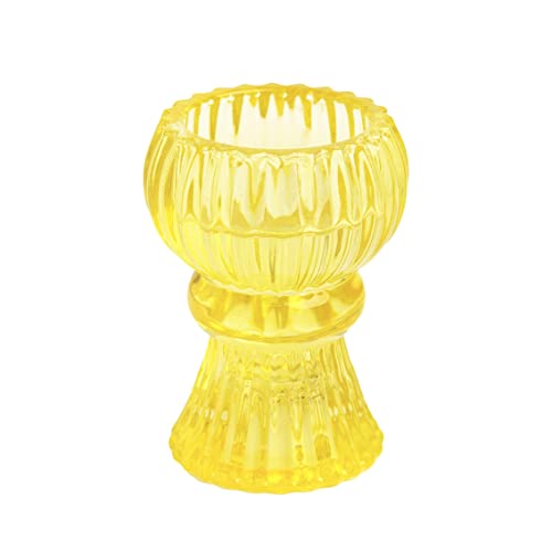 Talking Tables Small Yellow Glass Candle Holder for Candlesticks or Tea Lights | Decorative Easter Table Decorations, One Size, (Boho-YEL-SMLCNDLHOLD) - color: Yellow, size: Small