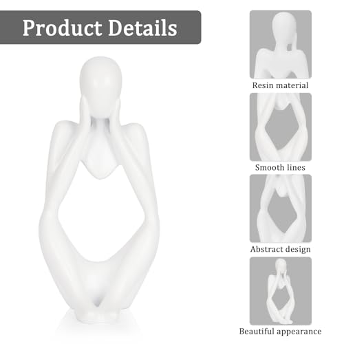 Sandstone Resin Thinker Style Abstract Sculpture Statue Collectible Figurines Home Office Bookshelf Desktop Decor (Small White, Focus) - color: Small White, size: Focus 1pc