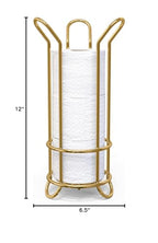 BROOKSTONE Toilet Paper Holder Stand, Modern and Minimal Free Standing Toilet Paper Stand with Storage, Bathroom Tissue Organizer that Holds Mega Rolls - Gold - color: Gold Minimal