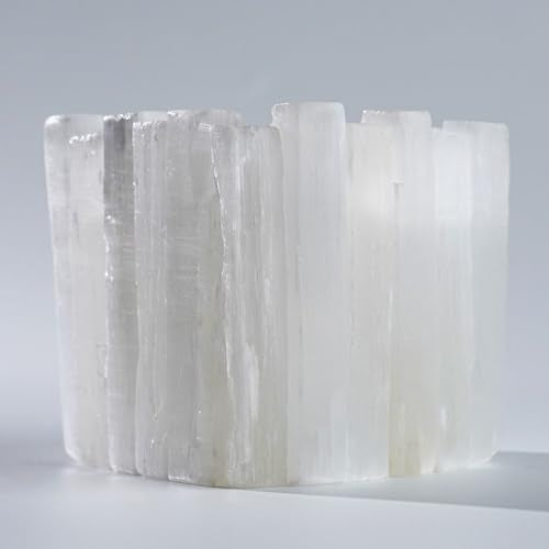 Natural Selenite Candle Holder for Tea Lights Irregularly Arranged Selenite Wand Candlesticks - Elegant Home Decor (Square Candle Holder)