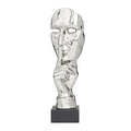 Deco 79 Polystone Mask Decorative Sculpture Quiet Gesture Home Decor Statue, Accent Figurine 5" x 5" x 17", Silver