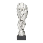 Deco 79 Polystone Mask Decorative Sculpture Quiet Gesture Home Decor Statue, Accent Figurine 5" x 5" x 17", Silver