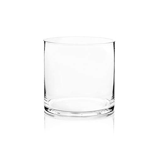 WGV Cylinder Vase, Width 8", Height 8", Clear Wide Large Diameter Flower Glassware, Floral Container, Planter Terrarium for Wedding Party Event, Home Accent Decor, 1 Piece - size: 8"x8"H