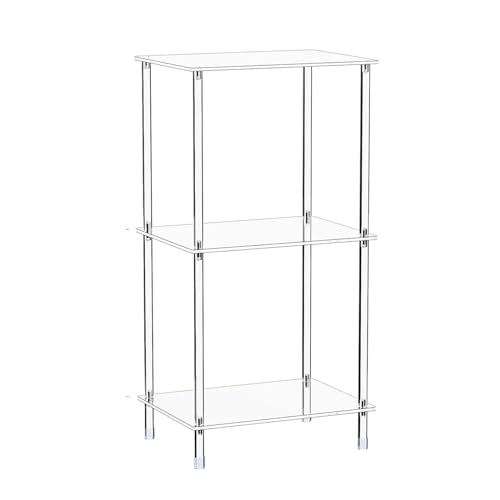 Clear Acrylic Side Table, 15.7" L x 11.8" W x 30.7" H, 3-Tier End Table for Living Room, Small Modern Bedside Tables Nightstand for Bedroom, Home Decor Accent Table - size: 3 Tier Tall 1-Pack