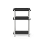 Furinno JUST Side Table, 3-Tier End Table, Open Shelves Night Stand, Bedside Table, Toolless Assembly, for Living Room, Bedroom, Bathroom, White(Espresso) | with Plastic Poles, 1-Pack - color: White/Espresso, size: 3-Tier, Round Pole, style: 1-Pack