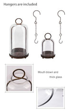 6" & 4" Wide Versatile Modern Metal Hurricane Lantern with Handmade Sturdy Glass Dome in Rustic Brown for Pillar Candle & Plants, Industrial, Farmhouse, Shabby Chic (Brown, 4"x7.5" &6.3"x11.2") - color: Brown, size: 4"x7.5" & 6.3"x11.2"