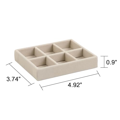 Frebeauty Small Jewelry Tray Set,Stackable Velvet Jewelry Organizer Tray,Mini Jewelry Drawer Organizer,Drawer Inserts,4.92 x 3.74 x 0.9 Inches,Earring Organizer for Women(Set 9,Beige) - color: Beige, size: Mixed Set 9