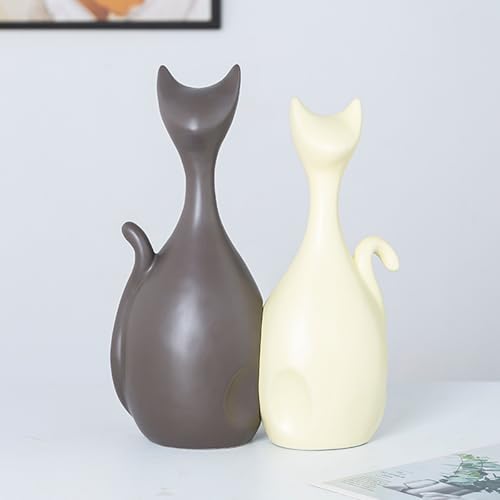 Ceramic Statue,Cat Family Figurines Porcelain,Creative Ceramic Decorative,Crafts Ornaments Home Decor,Memorial Gift for Parents,Suitable for Shelf,Bookself (Nordic Cat Family) - color: Nordic Cat Family