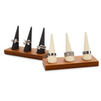 Oirlv Solid Wood Single Ring Display Stand Creamy White Ring Organizer Holder for Women Gift - color: Single Wood Creamy-white