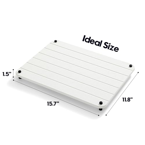 Razborci Stone Dish Drying Mat for Kitchen Counter, Water Absorbing Bathroom Tray Sink Organizer, Diatomaceous Earth Countertop Dish Rack Riser Sponge Holder Soap Dish, White, 16" x 12" - color: 1. White, size: 16" x 12" x 1"