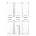 CYS EXCEL 6 PCS (H:6" D:3") Open Ended Glass Hurricane Candleholder Tube Shade | Multiple Size Choices Open Flame Candle Chimney Tube Cover | Bottomless Cylinder - size: 3" wide x 6" tall