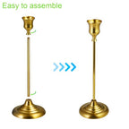 Gold Brass Candlestick Holders Set of 3-Elegant Taper Candle Holders for Holiday Ambience,Party,Date&Home Decoration