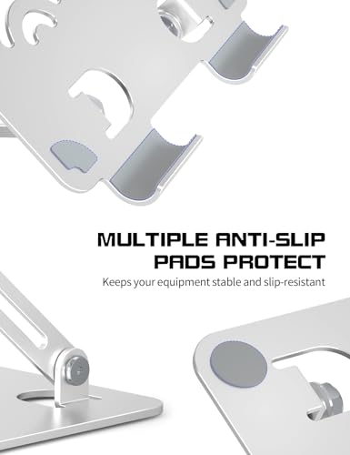Tablet Stand, Adjustable Tablet Holder for Desk, Premium Aluminum Portable Holder for iPads, Kindle, Switch, and Smartphones, Fits 4-12" Devices Silver, Pro Size - color: Silver, size: Pro Size