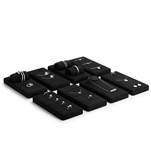 Oirlv Premium Black Microfiber Jewelry Display Tray Jewelry Display Set for Selling Small Bracelet Bangle Display Tray(TT07004) - size: Bracelet/Bangle tray
