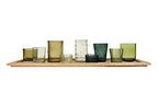 Creative Co-Op Wood Tray with 9 Green Glass Votive Holders - color: Greens