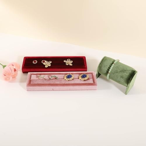 Velvet Watch Display Stand for Selling, Bracelet Storage Organizer for Boutique Store, Woman Jewelry Bangle Holder for Home Decor【Green】 - color: Green