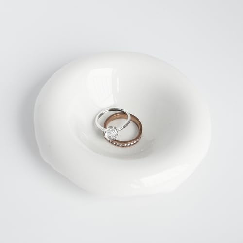 White Donut Shape Ring Dish Jewelry Tray Organizer, Ceramic Accent Tray for Vanity, Small Decorative Trinket Dish - size: Donut