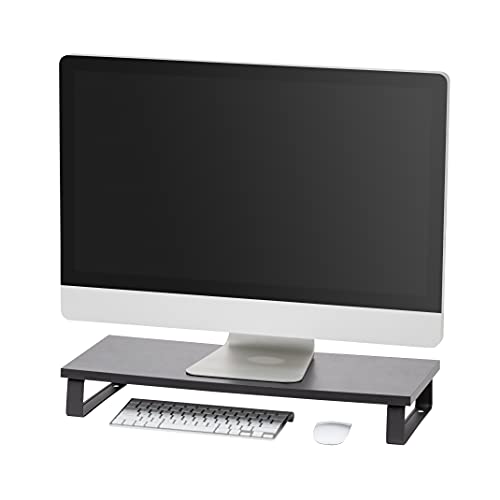 IRIS USA 1-Tier Multi-Purpose Modern PC Monitor Organizer Stand with Metal Legs, Ergonomic Desktop and Countertop Riser for Computer Laptop TV Kitchen Pantry and Closet Organization, Black - color: Black, size: 3.4" H