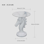 Modern End Table Living Room - Horse Statue White Faux Marble Night Stand, 23" Tall Contemporary‌ Side Table with Horse Head Base (17.73" Wide) for Reception Area & Bedroom - style: White Horse