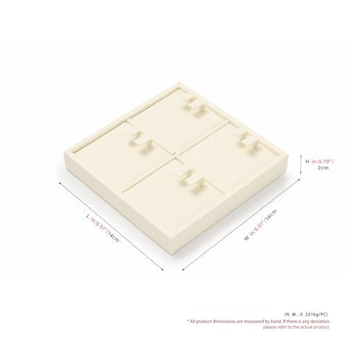 Oirlv Microfiber 4 Slots Jewelry Earring Display Tray Earring Display Organizer Tray(Beige) - color: 4 Earrings B P13402
