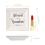 HOME SMILE Mother's Day Gifts for Grandma,Grandmother Ceramic Ring Jewelry Dish Tray Plate for Birthday Valentine's Christmas-Blessed to Have A Grandma Like You - style: Blessed to Have Grandma Like You