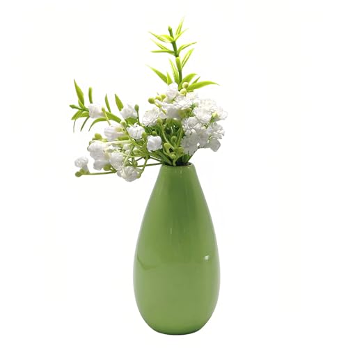 4.1 Inch Ceramic Small Bud Vase Mini Single Stem Flower Vase Decorative Floral Holder for Home Office Table Decor Desktop Centerpiece - color: Green