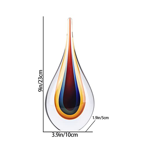 DOVDOV Blown Glass Sculpture, Collectible Stained Glass Art Statue, Unique Teardrop Ornament, Suitable for Office, Bookshelf, Dressing Table, Living Room Coffee Table, or Mantelpiece Display. - color: C