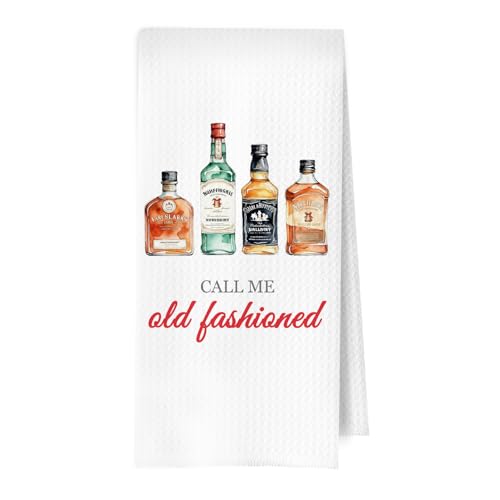 Whiskey Cocktail Kitchen Towels, Funny Cocktail Whiskey Lover Gifts Decorative Waffle Dish Towels, Call Me Old Fashioned Hand Towels, 16x24 Inches - color: Martini