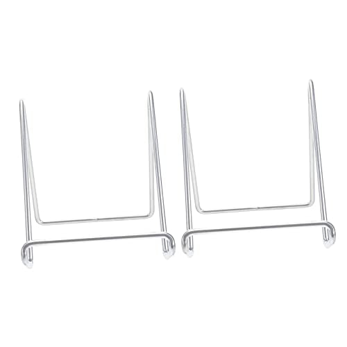 2pcs Modern Minimalist Metal Display Stand for Home Decoration Sturdy Book Holder and Showpiece Rack for Magazines Plates and Frames Finish