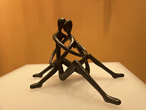 Embracing Couple Iron Sculpture, Romantic Love Metal Decor, Wedding Anniversary Engagement Valentine’s Day Gift - style: Embracing Couple