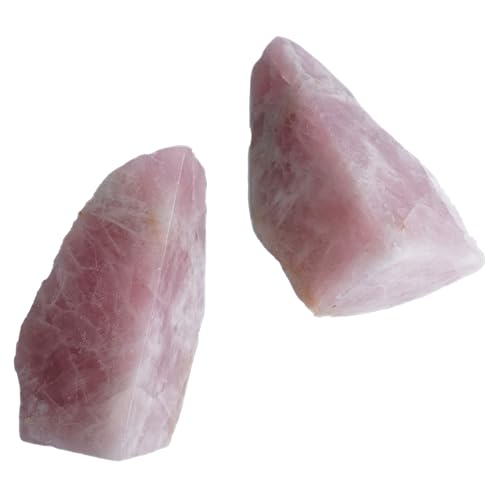 Heavy Duty Rose Quartz Bookends - Decorative Stone Book Ends 3-4 Lbs, for Office Home Decor, Large Book Holder Gift (1 Pair, 4-6.5" Height with Non-Slip Bumpers) - size: 3-4LBS