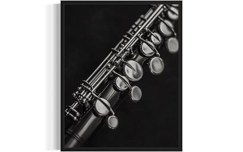 Clarinet Art Music Poster - Musical Instrumental Wall Art Print - Black and White - Photography Musical Art - Bedroom or Office Living Room Decor 137 (Clarinet, 16 x 20 inches, Unframed) - color: Clarinet, size: 20"L x 16"W