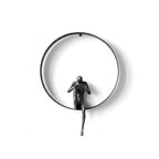 ZSKXJBPF Modern Metal Wall Art - Abstract Thinker Sculpture with Resin Figures, Minimalist Iron Ring 3D Wall Decor for Living Room, Bedroom, Office, Housewarming Gift (A) - style: A