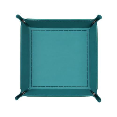 siduater Valet Tray Desktop Storage Organizer – Vegan Leather Catchall Tray Bedside Vanity Tray Nightstand Caddy Holder for Remote Controller, Watch, Keys, Phone, Wallet, Coin, Jewelry, Turquoise - color: Turquoise