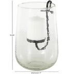 Deco 79 Glass Decorative Candle Holder Candle Stand with Black Metal Accents, Candlestick Holder 7" x 7" x 11", Clear - size: 7" x 7" x 11"