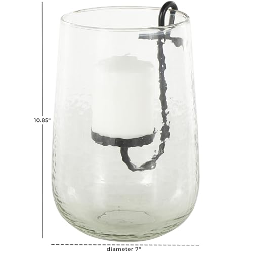 Deco 79 Glass Decorative Candle Holder Candle Stand with Black Metal Accents, Candlestick Holder 7" x 7" x 11", Clear - size: 7" x 7" x 11"