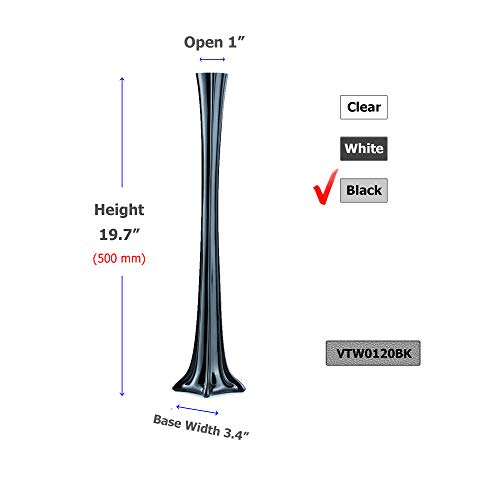WGV Eiffel Tower Vase, Open 1", Height 20", (Multiple Sizes Choices) Black Glass Floral Container with Sturdy Base, Flower Centerpiece for Wedding Event Home Decor, Arts Crafts, 1 Piece - color: Black, size: 20"H