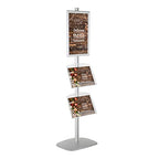 M&T Displays Free Standing Aluminum Display Stand Single Sided Document Brochure Sign Holder Front Loading Portrait Landscape Silver Snap Frame 1x(11x17) and 2 pcs Clear Acrylic Shelf 2x(8.5x11) Inch - color: Silver