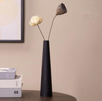 8.5" Black Frosted Ceramic Bud Vase - Conic Single Stem Flower Vase for Home Table Office Desk Decor Slender Minimalist Centerpiece
