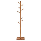 VASAGLE Solid Wood Coat Rack, Free Standing Hall Coat Tree with 8 Hooks, 3 Height Options, for Coats, Hats, Bags, Purses, for Entryway, Hallway, Rubberwood Hooks and Pole, Dark Walnut URCR010W01 - color: Dark Walnut, style: Square Base + Cylindrical Hooks