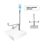 20 Pcs Adjustable Metal Arm Display Stand with Acrylic Base Silver Easel Rock Decorative Plate Holder for Picture Book Mineral Geodes Agate Coral Collection