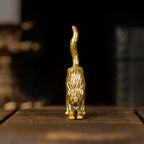 CHOVY Retro Seductive Cat Sculpture-Elegant Stretched Pose 100% Solid Brass Handcrafted - Ideal Home Decor Desk Ornament Collectible Art Piece Office Accent Artistic Scene Decoration - style: Seductive Cat