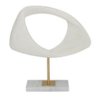 Deco 79 Polystone Abstract Decorative Sculpture Cut-Out Home Decor Statue with Marble Stand, Accent Figurine 12" x 3" x 13", White - size: 12" x 3" x 13"