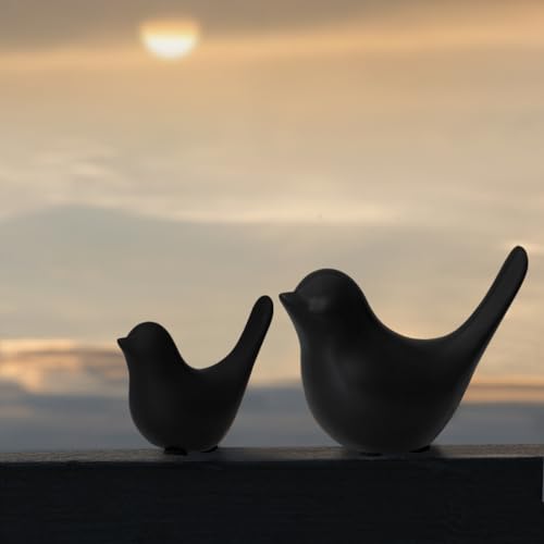 Elegant Black Small Bird Sculptures,Modern Abstract Art Pieces for Bookshelf Decor, Coffee Table Decor, and Luxury Home Decor Accents(2Pcs Black Birds) - color: Black