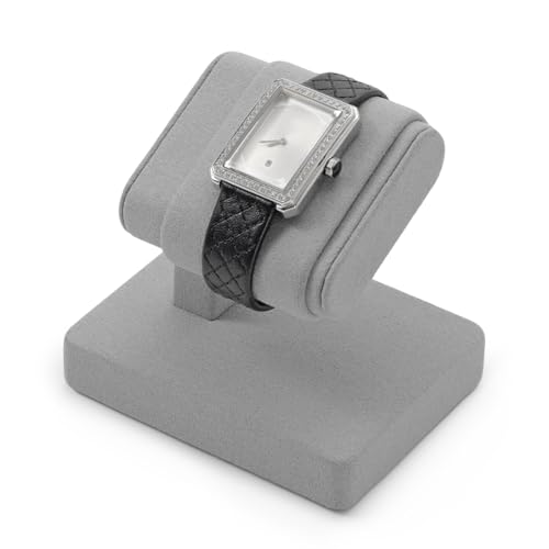 Microfiber Watch Display Stand T-bar Watch Stand Holder Organizer For Men And Women Wristwatch, Bracelet,Storage Display Rack (Grey) - color: Gray, size: 1 Slot