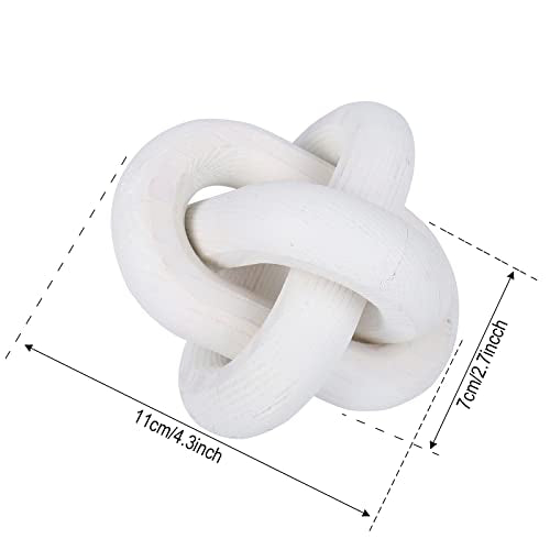 Jlong Wood Knot Decor, 3-Link Wood Chain Link Coffee Table Decor, Small Shelf Decor Accents, Hand Carved Modern Farmhouse Boho Wooden Knot Decorative Chain Wood Decor for Living Room Bedroom Office - color: White
