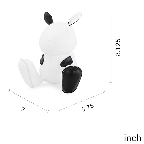 Bookend Rabbit Dafi, Leather Bookends for Shelves, Handmade Animal Home Decor, Zuny Series, White+Black - color: Rabbit Dafi