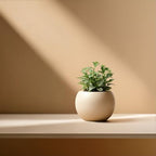 Ceramic Self Watering Plant Pot | 6.8 Inch Pot with 4.5 Inch Inner Pot for Small Plants | Ivory Pot for Indoor Plants | Round Self Watering Planter | Bottom Watering Pots for Indoor Plants